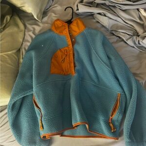 Free people Blue and Orange Fleece Pullover